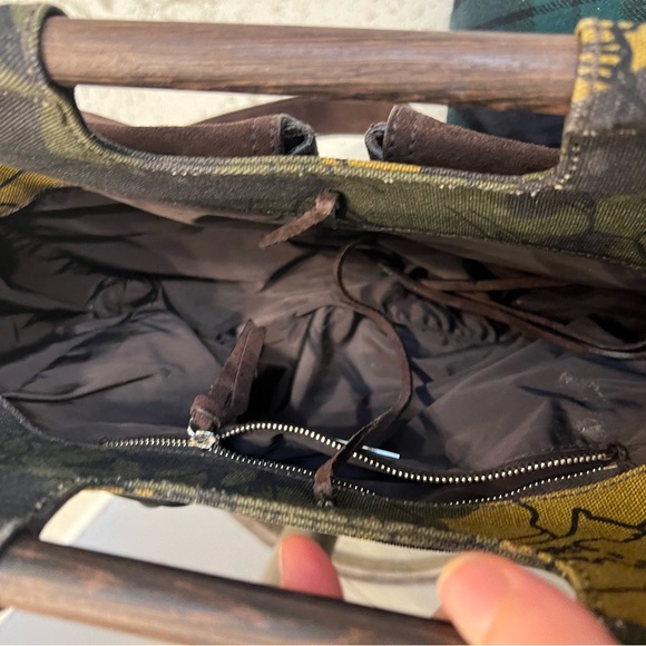 2000s vintage miu miu green leaves bag with suede strap - Picture 8 of 8